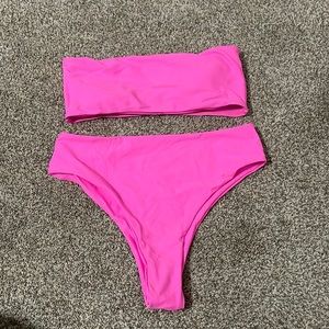 zaful bright pink bikini set